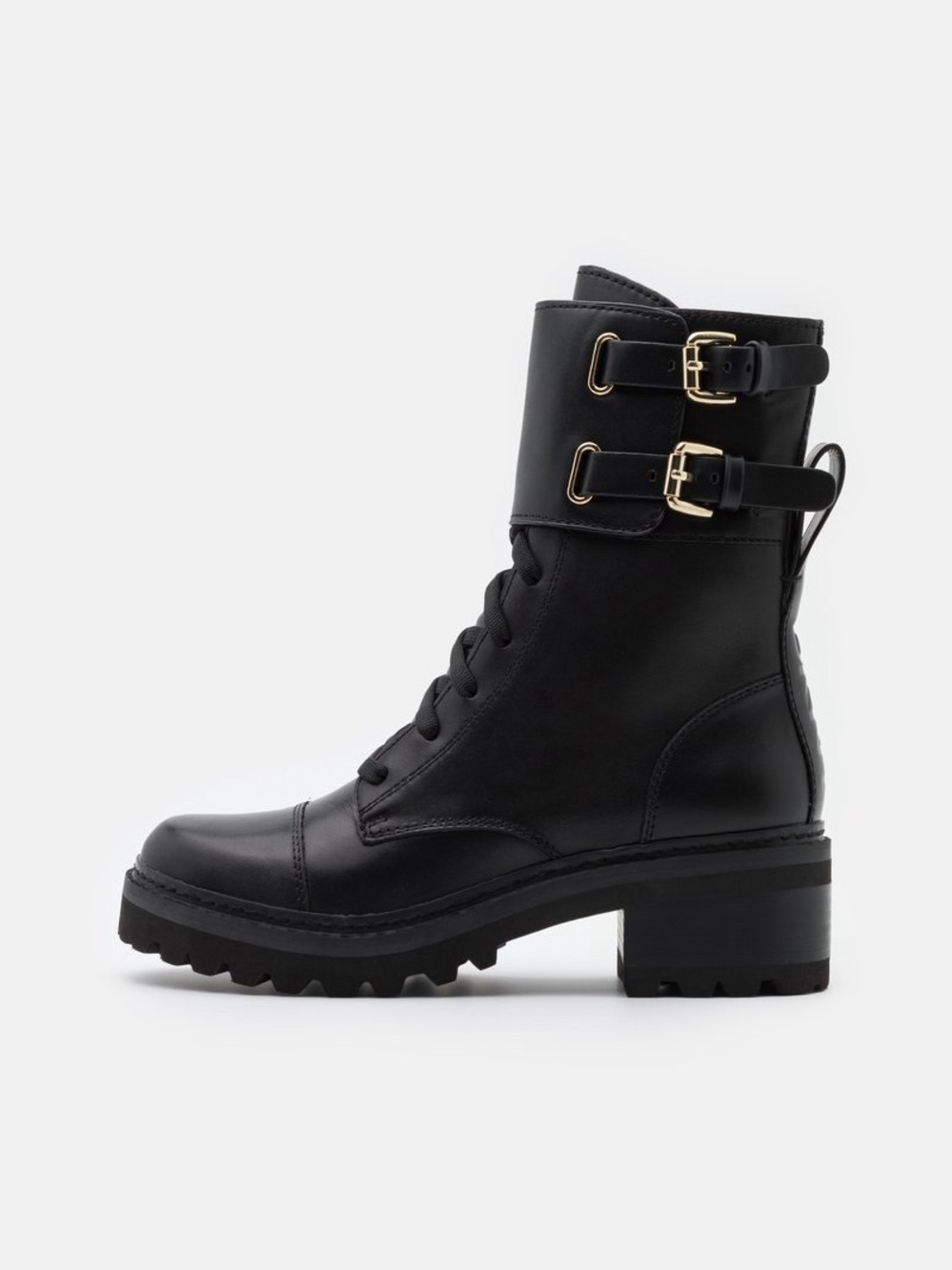 NWT DKNY Bart Lace-Up Buckled Lug Sole Boots Women's Size 11 - Picture 3 of 12